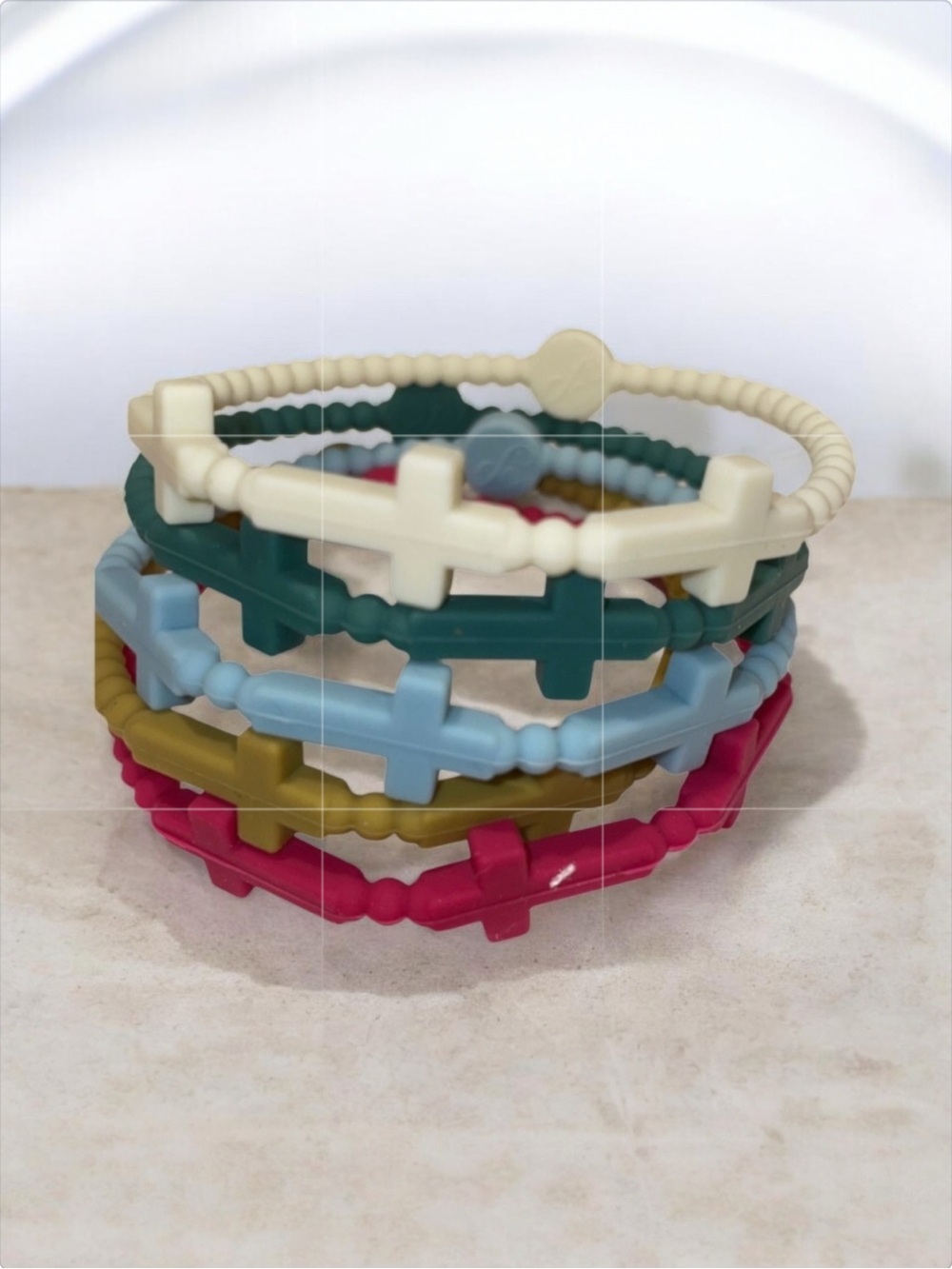 Plunder Design Silicone Multicolored Cross Stretch Bracelets - Picture 3 of 4